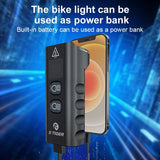6400mAh USB Rechargeable Bike Light Black - Top-Down View