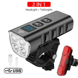 6400mAh USB Rechargeable Bike Light Black - Rear View