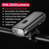 3000 Lumen Rechargeable Bike Light Black - Rear View
