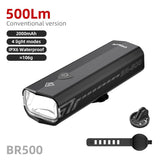 500 Lumen USB Rechargeable Bike Light Black - Side View
