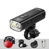 Bicycle Headlight with Taillight Black - Side View
