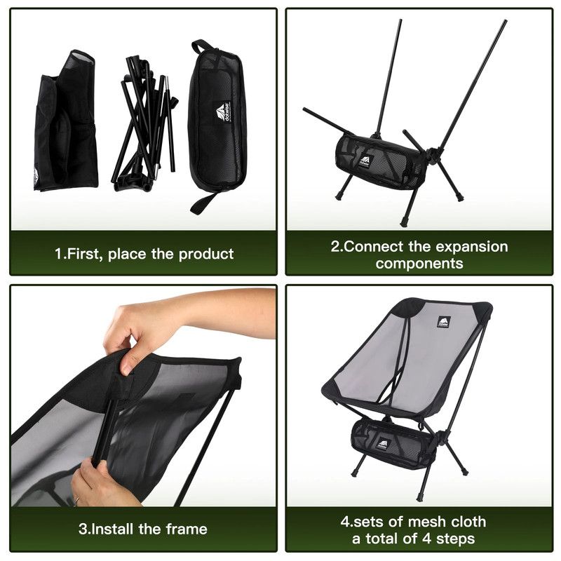 2pcs Outdoor Folding Moon Chairs Black