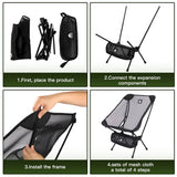2pcs Outdoor Folding Moon Chairs Black - Front View