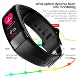 Fitness Bracelet Heart Blood Body Monitoring Black - Front View