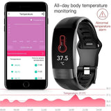 Fitness Bracelet Heart Blood Body Monitoring Black - Side View