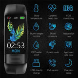 Fitness Bracelet Heart Blood Body Monitoring Black - 45-Degree Angle