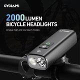 Multi-Function Bike Front Light Black - Front View
