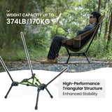 Portable High-Back Camping Chair Khaki - Front View
