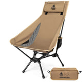 Portable High-Back Camping Chair Khaki - Top-Down View