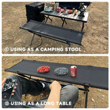 Folding Double Camping Stool Black - Side View