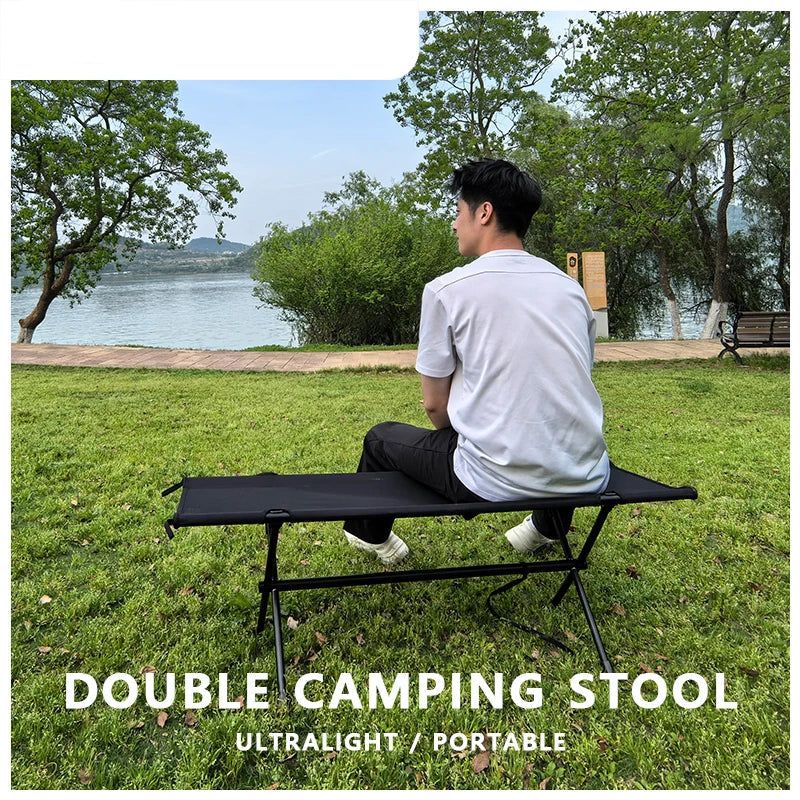 Folding Double Camping Stool Black