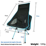 Ultra-Light Folding Camping Chair Blue - Side View
