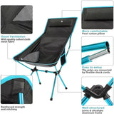 Ultra-Light Folding Camping Chair Blue - Top-Down View