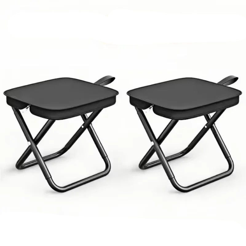 2PCS Portable Folding Backpack Stools Black