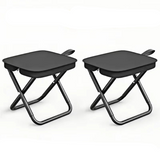 2PCS Portable Folding Backpack Stools Black