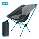 Premium Foldable Camping Chair Blue - Side View