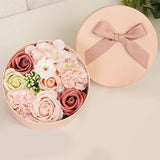Non-Withered Soap Flower Small Round Box Decoration Set - Front View