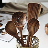 7-Piece Natural Teak Wooden Spoons for Cooking Set