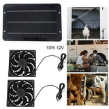 Solar-Powered Electric Ventilator - 10W/12V Dual Fan Pack - Front View