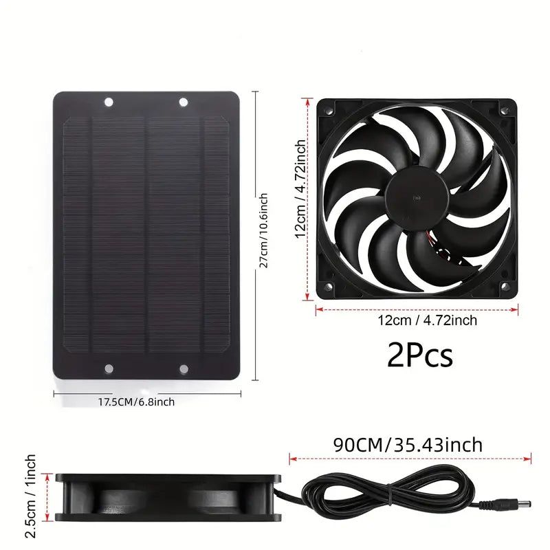 Solar-Powered Electric Ventilator - 10W/12V Dual Fan Pack