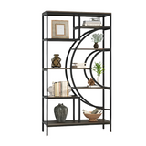Elegant 8-Tier Industrial Geometric Bookcase with Sturdy Metal Frame - 71-Inch Height
