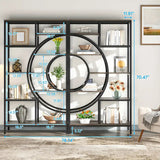 Elegant 8-Tier Industrial Geometric Bookcase with Sturdy Metal Frame - 71-Inch Height - Top-Down View