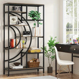 Elegant 8-Tier Industrial Geometric Bookcase with Sturdy Metal Frame - 71-Inch Height - 45-Degree Angle