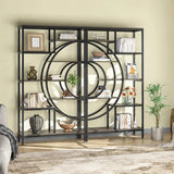 Elegant 8-Tier Industrial Geometric Bookcase with Sturdy Metal Frame - 71-Inch Height - Close-Up Angle