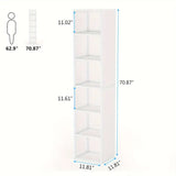 Sleek 6-Tier Narrow Cube Shelving Unit for Home Office - 70.9 Inch Tall Bookcase - Top-Down View