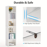 Sleek 6-Tier Narrow Cube Shelving Unit for Home Office - 70.9 Inch Tall Bookcase - 45-Degree Angle