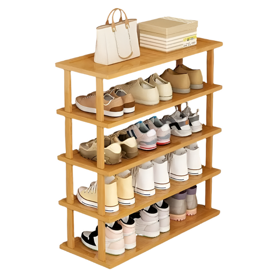 Stylish 5-Tier Bamboo Shoe Organizer - Multi-Layer Rack