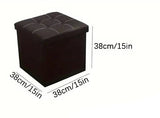 Stylish Black Faux Leather Folding Storage Ottoman - 55L Capacity - Side View