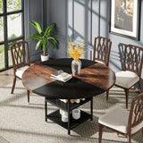 Tribesigns 47-Inch Industrial Round Dining Table - Vintage Brown & Black Finish - Rear View