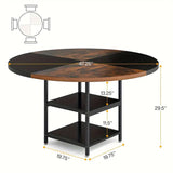 Tribesigns 47-Inch Industrial Round Dining Table - Vintage Brown & Black Finish - Extra Image
