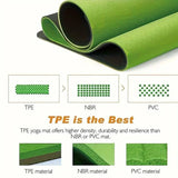 Sport TPE Yoga Mat Exercise Workout Mats Fitness Mat for Home Gym Green 6mm - Front View