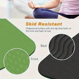 Sport TPE Yoga Mat Exercise Workout Mats Fitness Mat for Home Gym Green 6mm - Top-Down View