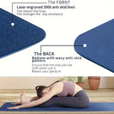 Sport TPE Yoga Mat Exercise Workout Mats Fitness Mat for Home Gym Blue 8mm - Front View