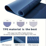 Sport TPE Yoga Mat Exercise Workout Mats Fitness Mat for Home Gym Blue 8mm - 45-Degree Angle