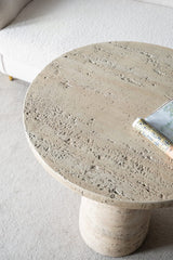 LOGAN CEMENT ROUND SIDE TABLE - Rear View