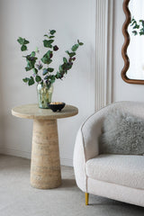 LOGAN CEMENT ROUND SIDE TABLE - Close-Up Angle