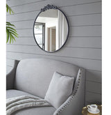 ROUND ORNATE METALLIC WALL MIRROR - Close-Up Angle