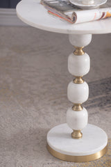 PEBBLE MARBLE AND ALUMINUIM HAND MADE SIDE TABLE - Side View