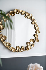 GOLD LEAF DESIGNER WALL MIRROR - Close-Up Angle