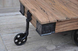 OLD RAILWAY SLEEPER INDUSTRIAL CART COFFEE TABLE - 45-Degree Angle
