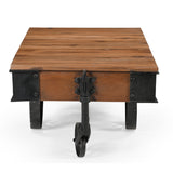 OLD RAILWAY SLEEPER INDUSTRIAL CART COFFEE TABLE - Low Angle