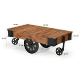 OLD RAILWAY SLEEPER INDUSTRIAL CART COFFEE TABLE - Extra Image