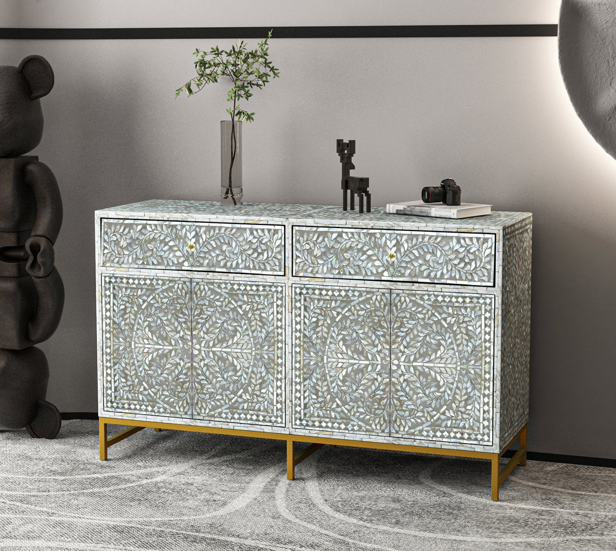 MOTHER OF PEARL HAND MADE SWISH SIDEBOARD