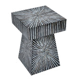 PYRAMID MOTHER OF PEARL HAND MADE SIDE TABLE - Front View