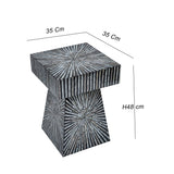 PYRAMID MOTHER OF PEARL HAND MADE SIDE TABLE - Rear View