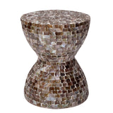 TONED MOTHER OF PEARL STOOL/SIDE TABLE - Front View
